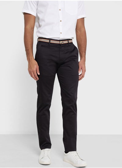 اشتري Thomas Scott Men Black Slim Fit Cotton Chinos Trousers في الامارات