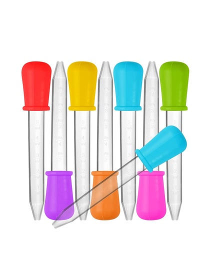 اشتري 5ml Liquid Dropper Medicine Eye Dropper Clear Liquid Silicone and Plastic Pipettes Transfer Eye Dropper with Bulb Tip for Kids Gummy Making Candy Kitchen Molds (8 Pcs - 7 Colors) في الامارات