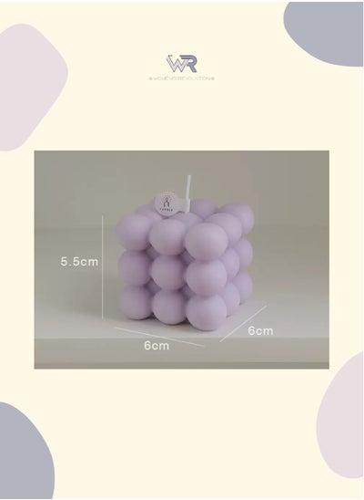 اشتري Cube-shaped soy wax candle with purple bubbles في السعودية