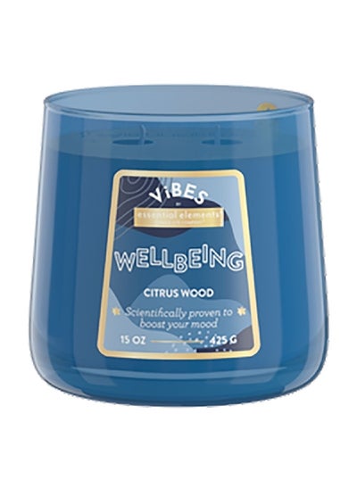 Buy Vibes 2-Wick Welbeing Citrus Wood Aromatic Natural Soy Wax Blend Jar Candle Blue 15oz 46341697 in Saudi Arabia