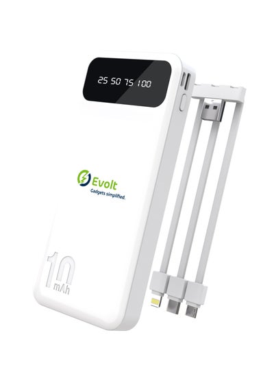 اشتري Evolt EPB-01 10,000 mAh Dual USB Powerbank With Light ning, Micro & USB-C Integrated Cables في الامارات