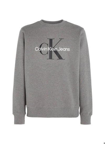 Buy Men's Monogram Sweatshirt, Cotton, Grey in Saudi Arabia