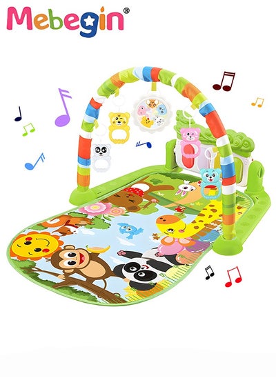 Buy Baby Gym with Kick and Play Piano, Baby Play Mat Tummy Time Baby Activity Gym Mat with Music and Lights, Learning Sensory Toy for Newborn Baby 0 to 3 6 9 12 Months in Saudi Arabia