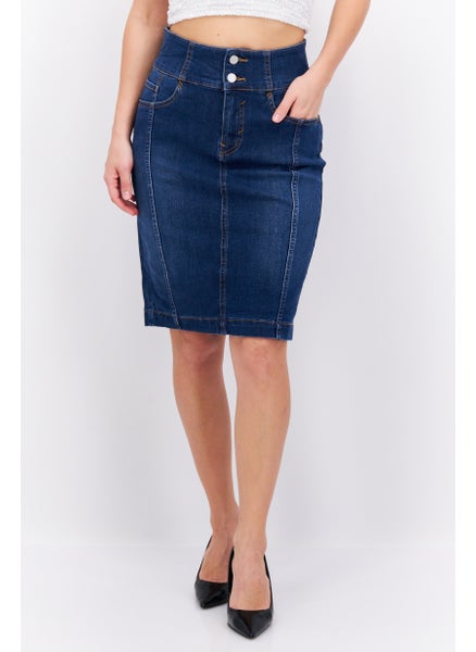 اشتري Women Washed Denim Mini Skirt, Navy في الامارات