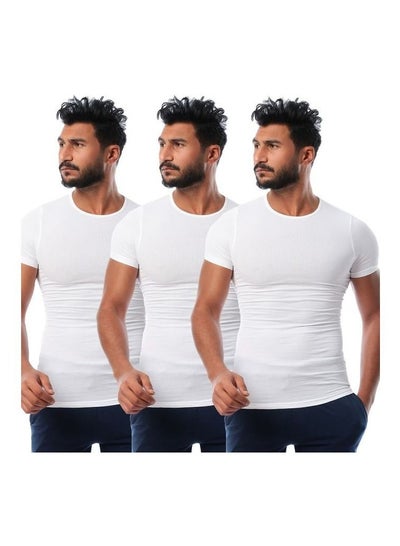 Buy Mesery Bundle Of Three Breathable Half Sleeves Cotton Undershirts - White in Egypt