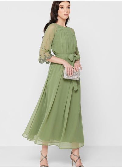 Buy Embellished Sleeve A-Line Dress in UAE