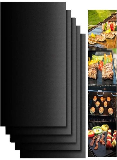 Buy Grill Mats, 5 Grill Mats Non-stick Reusable and Baking Mesh FDA Approved For Indoor and Outdoor Grills, Suitable for Gas Charcoal Electric Grill Pan 40 33 cm in UAE