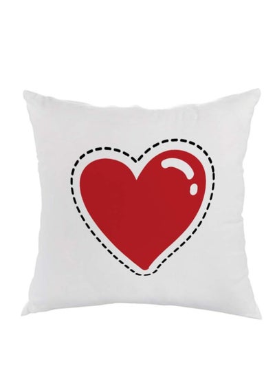 Buy Square pillow with "Red Heart" print, white, size 40x40 cm in Saudi Arabia