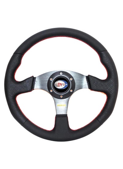 Buy WINCA Universal Drifting Deep Dish Racing Steering Wheel, Black, Leather SPORT STEERING WHEEL TRACK STYLISH MODEL GRIPPY  –  DISH WHEEL – 320MM (12.5 INCH) in UAE