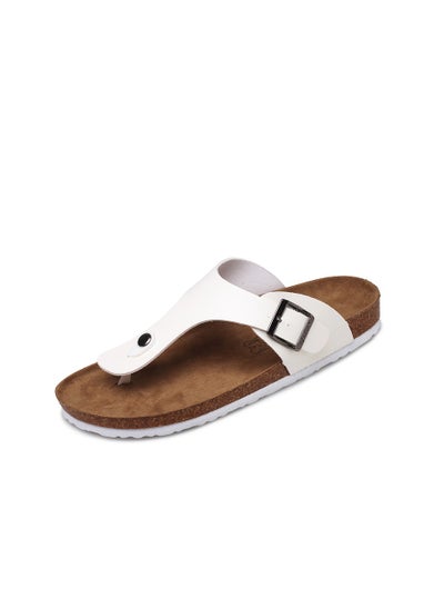 Buy Casual Buckle Sandals Men's Beach Shoes Women's Cork Slippers Summer Flip-flops White in UAE