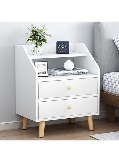 Buy Bedside Table White Nightstand Table Modern Bedside Cabinet Side Table End Desk with 2 Drawer Mini Multifuntional Storage Corner Table for Bedroom Living Room Office in UAE