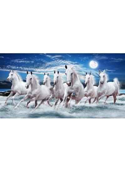 اشتري Seven Horses Running Blue Light Vastu Good Luck Bringer 12x18 inch Poster Rolled Poster في الامارات