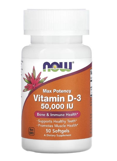 Buy Vitamin D-3 Max Potency 50,000 IU 50 Softgels in UAE