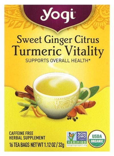 Buy Sweet Ginger Citrus Turmeric Vitality Caffeine Free 16 Tea Bags 1.12 oz (32 g) in UAE