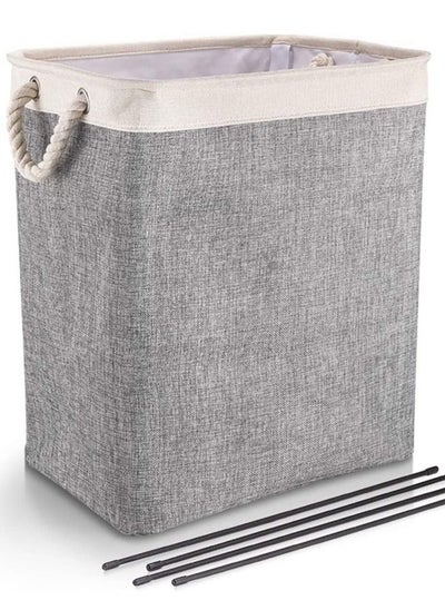 Buy Laundry Basket with Handles & Brackets Small/Large/Tall Hamper Collapsible Washing Bin Built-in Lining for Bedroom Dorm Toy Clothing Storage (BEIGE&GREY) in UAE