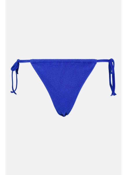 Buy Women Wrinkle Tie Leg Bikini Bottom, Blue in UAE