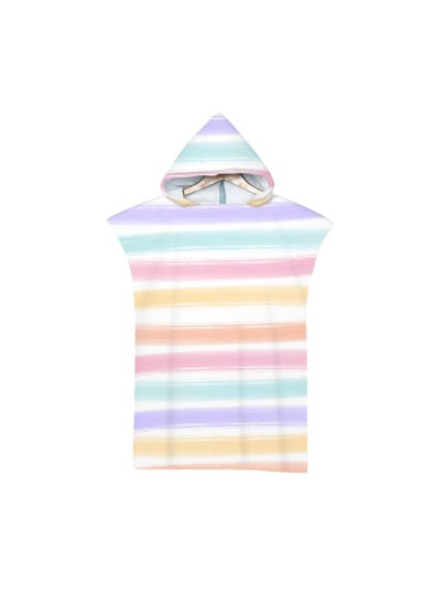 اشتري Hooded Beach Towel for Girl & Boy, Absorbent Lightweight Quick-Dry Poncho Changing Towel, 75*65cm Wearable Hooded Towel Stripe Soft Bath Towel for Surfing Beach Swimming Outdoor Sports في الامارات