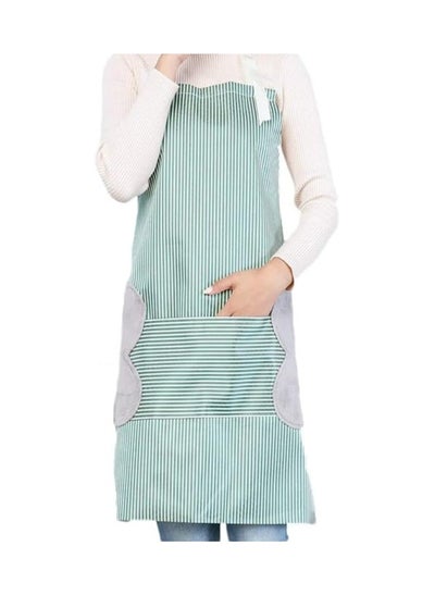 Buy Adjustable Apron with Pockets - Towels on Both Sides Stitched Coral Velvet Durable Lines Waterproof Cooking Apron Suitable for Home Kitchen, BBQ, Restaurant, Even Garden and Craft (Green) in Egypt