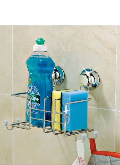 اشتري Everloc Cleaning Accessories Organizer, No Drilling, No Screws, No Glue, No Adhesive Vacuum Suction Wall Mounted Chrome Sink Caddy, Sponge Holder, for Bathroom, Kitchen, Easy Install, EVL-10242 في الامارات