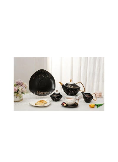 Buy Tea and tea set, 24 pcs, white*black, Oxford Sc22-3-h1 in Egypt