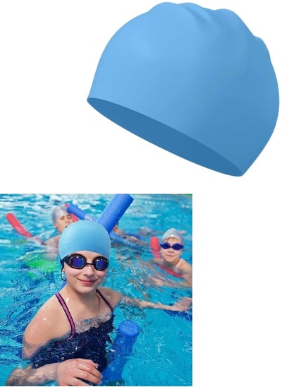 Buy Silicone Swim Cap Protect your hair and enjoy a comfortable workout with the Swim Cap - Blue in Egypt