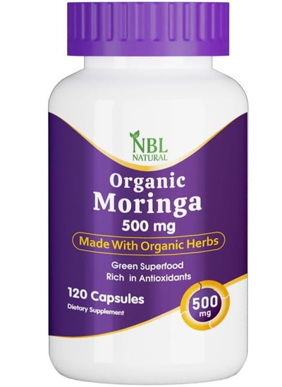 اشتري Organic Moringa 500mg, Energy, Metabolism, & Immune Support, 120 Capsules في الامارات