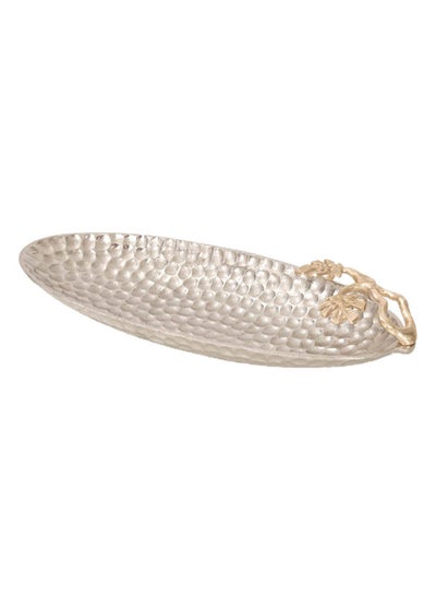 اشتري Botanic Leaf Oval Bowl, Nickel & Gold – 43x8 cm في الامارات