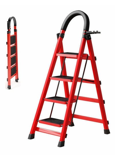 Buy COOLBABY Foldable Four Step Ladder. Folding Step Stool with Upgraded Widened and Thickened Non-slip Pedals. Folding Ladder for Home Use. Folding Lightweight Ladder. With Handrails and Tool Rack in UAE