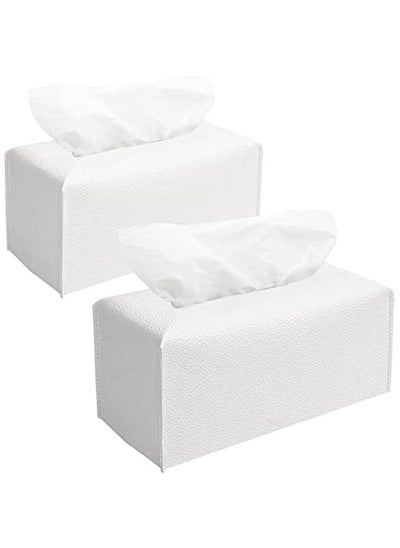 Buy Tissue Box Cover Rectangular, 2 Pack Leather Tissue Box Cover, Modern Tissue Holders Decorative for Bathroom, Bedroom, Office, Night Stands, Living Room, Car, in UAE