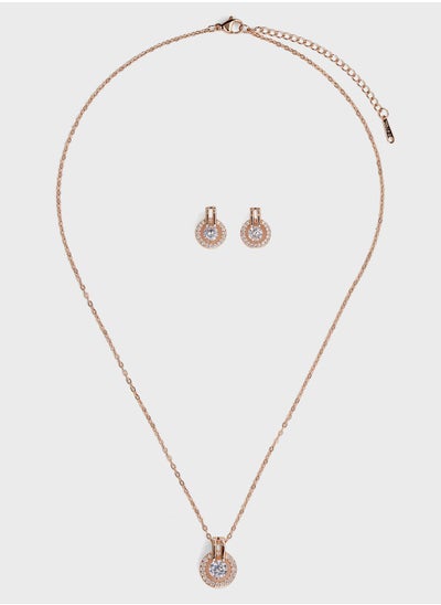 Buy Cz  Round Pendant Necklace & Earrings Set in UAE