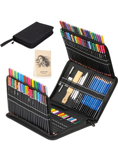 Buy KALOUR 144 Pack Drawing Sketching Coloring Set,Include 120 Professional Soft Core Colored Pencils,Sketch & Charcoal Pencils,Sketchbook,Art Drawing Supplies for Artists Adults Beginner in Saudi Arabia
