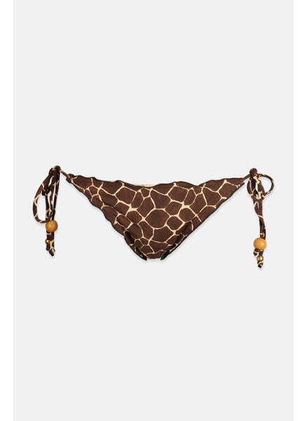 Buy Women Printed Bikini Bottom, Brown in Saudi Arabia