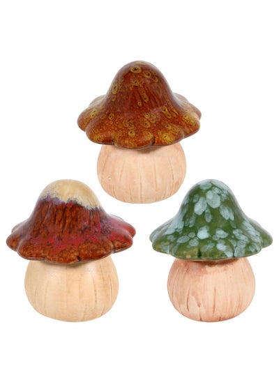 Buy Garden Decor, 3pcs Ceramic Mushroom for Garden, Yard, Fairy Garden - Lawn Ornament Décor, Pottery Ornament 4" in Height in Saudi Arabia