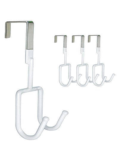 Buy Over The Door Hooks - 4 Packs Heavy-Duty Hangers, Soft Rubber Surface Prevent Scratches, Over Door Hooks for Hanging Clothes, Coats, Robes, Hats, Towels (White) in UAE