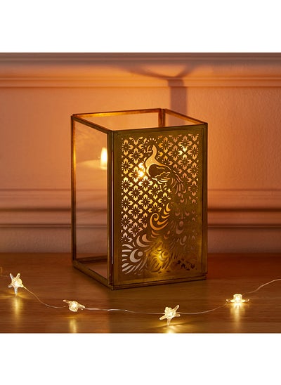 Buy Flicker Metal Peacock Cutwork Candle Holder 10 x 15.5 x 10 cm in UAE