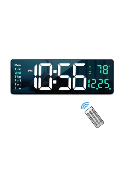 Buy Digital Wall Clock Large Display,16.2" Large Wall Clocks,Modern LED Digital Clock with Remote Control for Living Room Decor,Automatic Brightness Dimmer Clock with Date Week Temperature Green in UAE