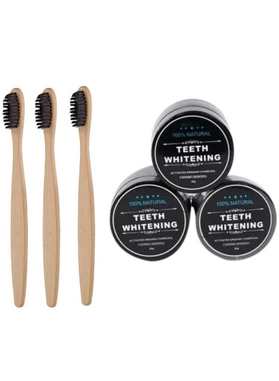Buy 6 -Piece Teeth Whitening Powder Natural With Bamboo Toot Set in Saudi Arabia