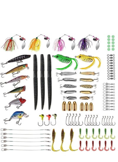 اشتري 102Pcs Fishing for Freshwater Bait Tackle Kit Accessories Fishing Lures Baits Tackle Crankbaits Spinnerbaits Plastic Worms Jigs Topwater Lures Tackle Box and More Fishing Gear Lures Kit Set في السعودية