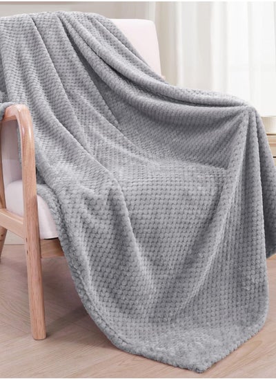 Buy Soft Waffle Fleece Blanket Single Size(170X200 CM) No Shed,No Pilling Plush Cozy Throw 300 GSM Lightweight Blanket For Bed, Couch , Chair , Sofa And Camping,Grey in Saudi Arabia