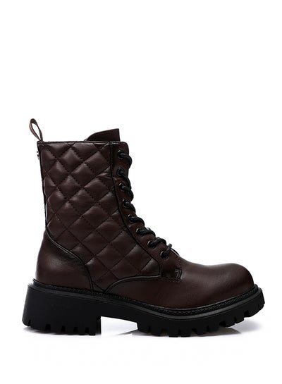Buy Double Closure Quilted Mid Calf Boots - Burgundy in Egypt