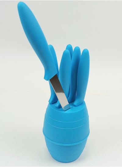 Buy 6-Piece Knife Set With Stand Random Color Kitchen Knives in Saudi Arabia