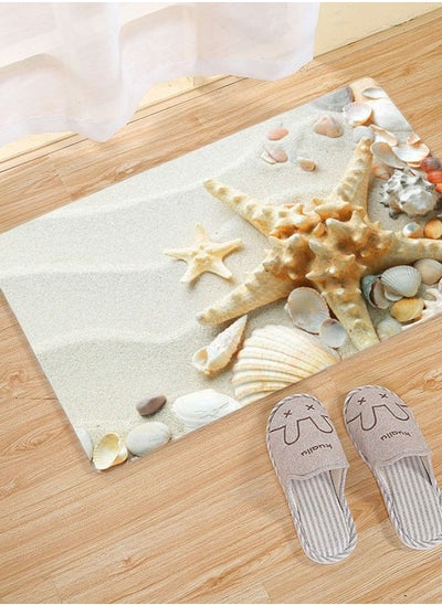 اشتري Doormat Front door welcome mat starfish entrance carpet beach wood grain non-slip floor mat suitable for kitchen entrance bathroom living room trim 90 X 60 cm في السعودية