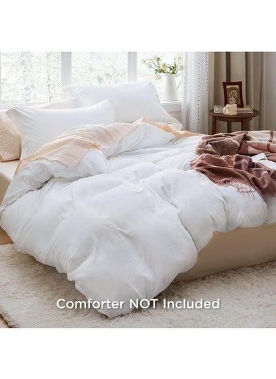 اشتري White California King Duvet Cover - Soft Prewashed Cal King Duvet Cover Set, 3 Pieces, 1 Duvet Cover 104X98 Inches With Zipper Closure And 2 Pillow Shams في الامارات