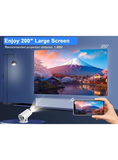 Buy V2COM Mini Projector, HY300 Auto Keystone Correction Portable Projector, 4K/ 200 ANSI Smart Projector with 2.4/5G WiFi, BT 5.0, 130 Inch Screen, 180 Degree Flip, Round Design, Home Video Projector in UAE