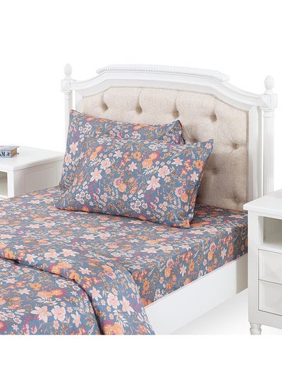 Buy Florals Queen-Sized Fitted Sheet Set, Multicolour - 150x200+30 cm in UAE