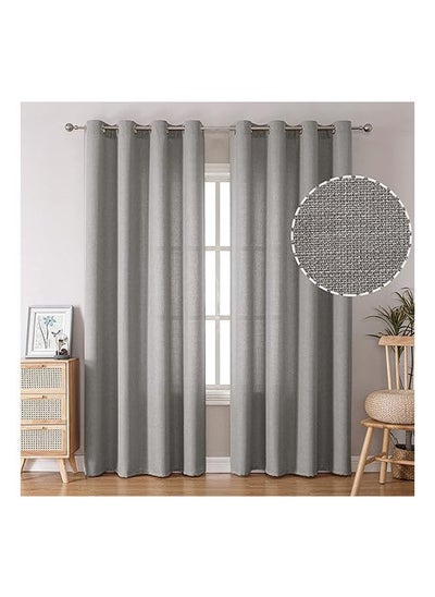 Buy Natural Linen Semi Transparent Curtain For Living Rooms And Bedroom With Steel Grommets 2 Pcs in Egypt