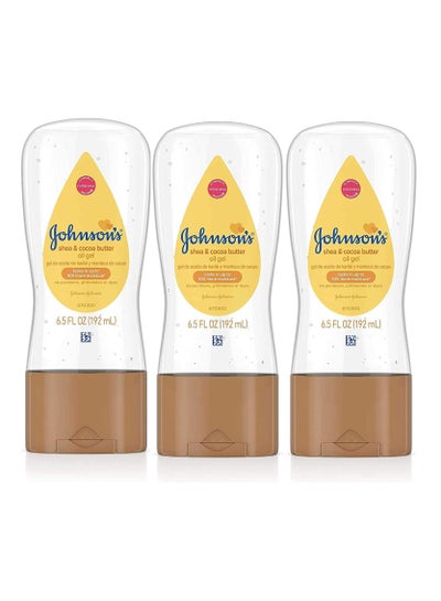 Buy Pack of 3 Johnsons Baby Oil Gel With Shea Cocoa Butter For Baby Massage 192ml in UAE