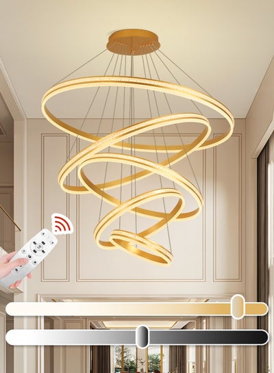 5-Rings Luxury Dimmable Chandelier, Remote Control Modern LED ...