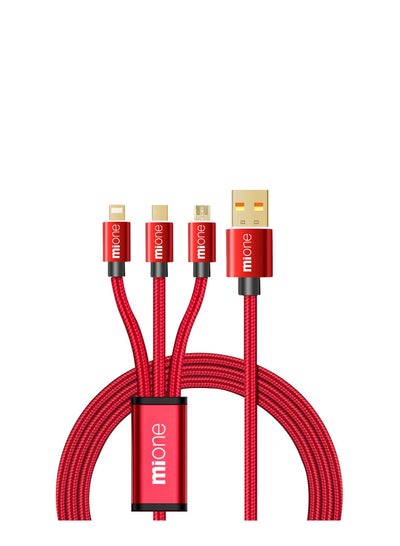 Buy MiOne Multi-function fasts Charger 3-in-1 Charging cable, Fast charging cables, Compatible with Samsung/Huawei/Type C/Micro USB connector, suitable for ios devices, Android, Micro USB, Type C smart phones, support fast Quick charge, smart 3-port charging cable in UAE