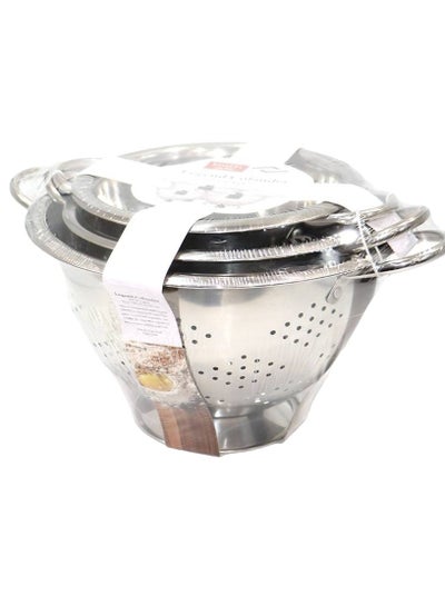 Buy Set of steel strainer with base, 3 pieces in Saudi Arabia